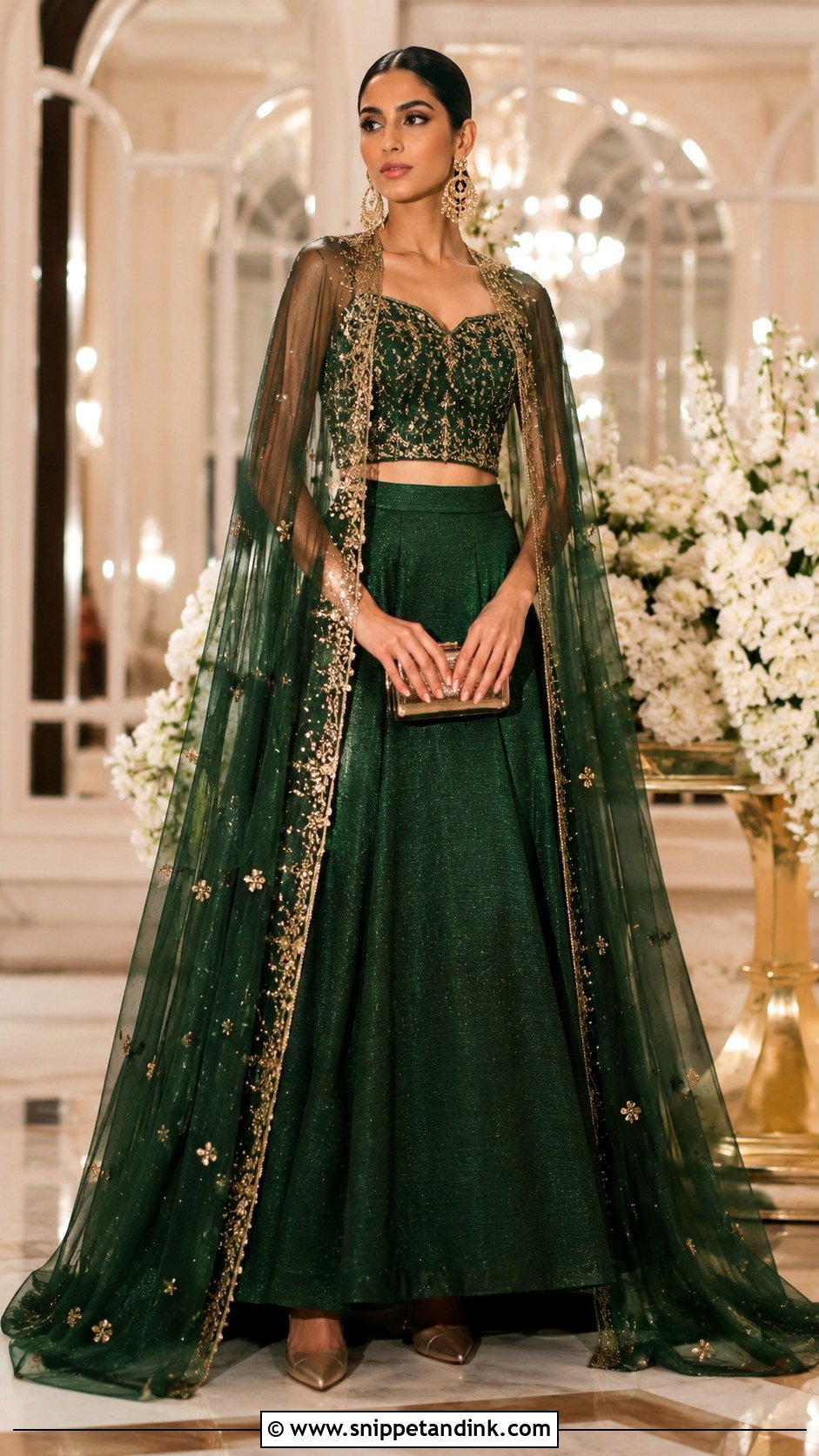Cape Lehenga Wedding Outfit - Snippet and Ink - 20 Modern Indian Wedding Dress Ideas