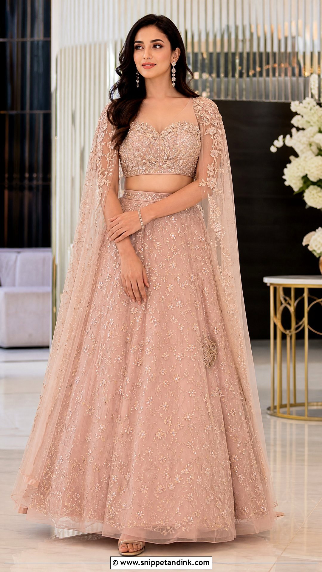 Cape Lehenga Wedding Outfit - Snippet and Ink - 25 Desi Wedding Clothes Ideas