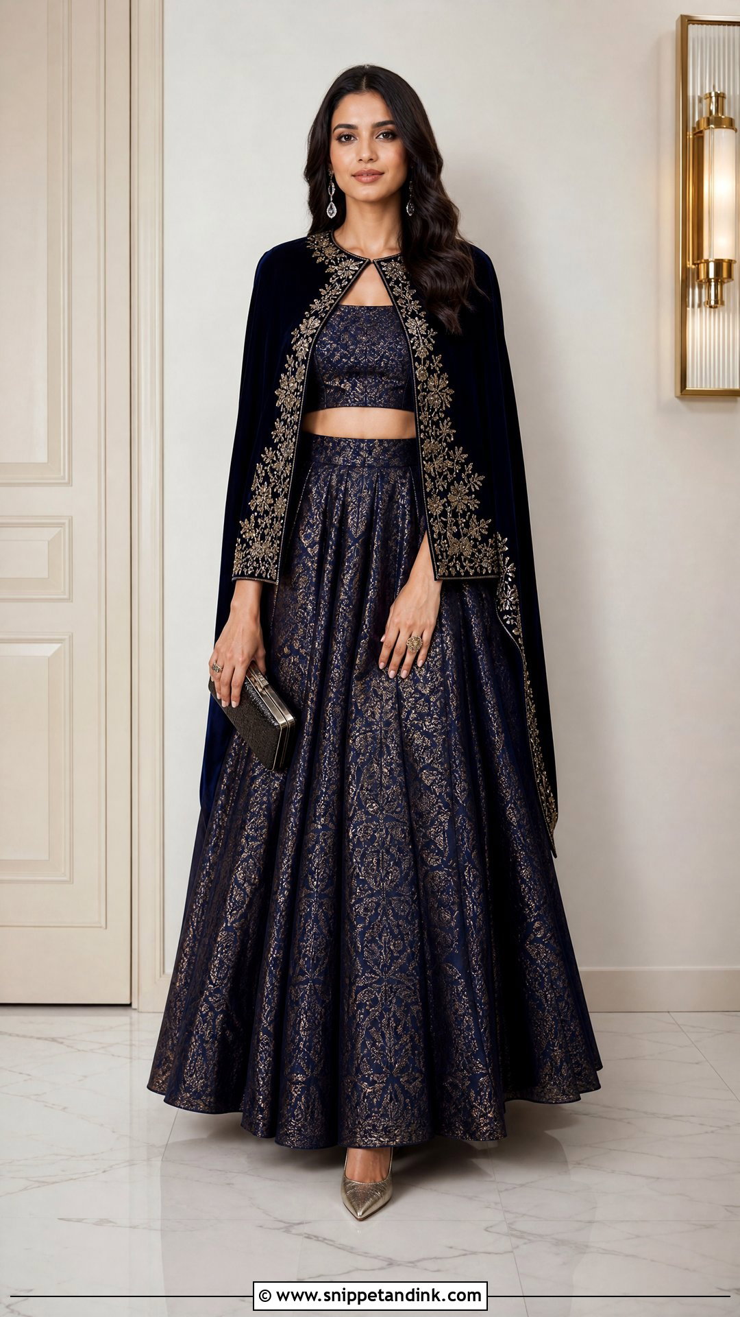 Cape Lehenga Winter Marriage Outfit - Snippet and Ink - 20 Winter Marriage Outfit for Women Ideas