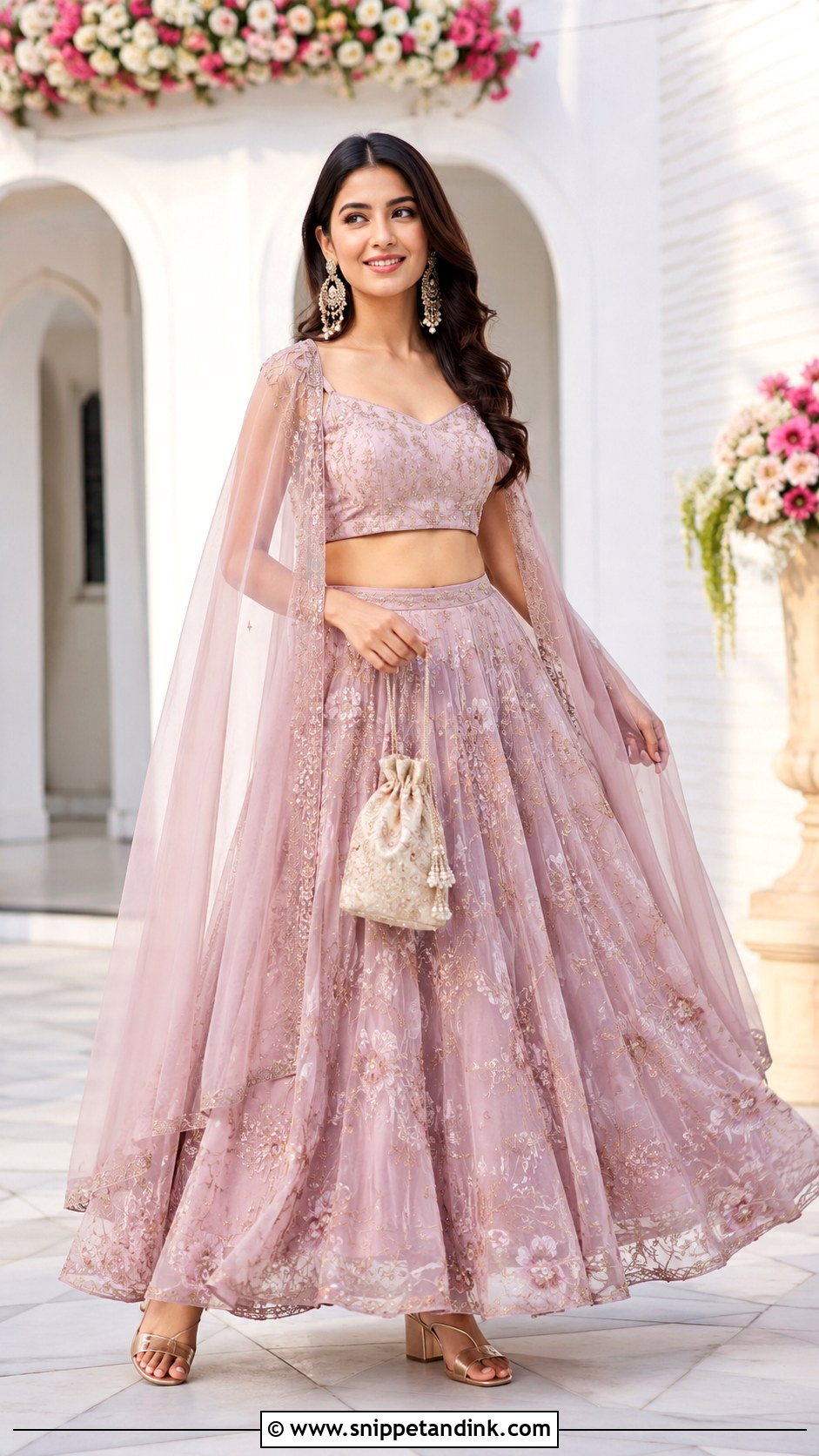 Cape Lehenga With Embroidered Crop Top - Snippet and Ink - 20 Latest Indo Western Wedding Outfits