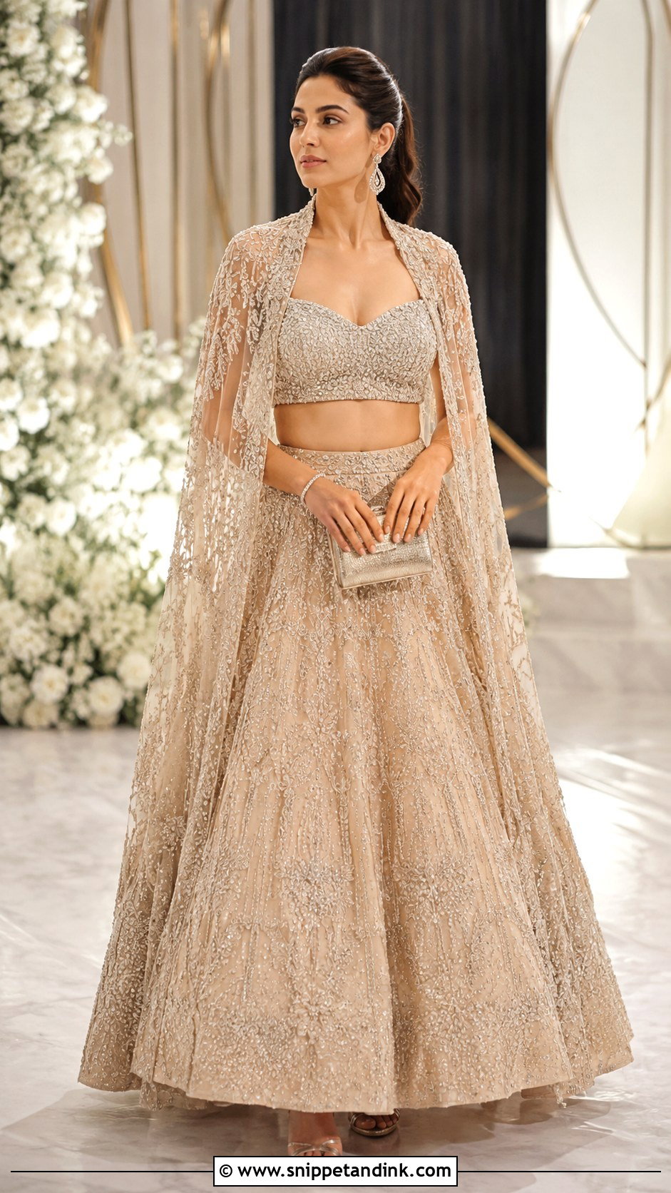 Cape Lehenga for Indian Wedding Reception - Snippet and Ink - 20 Indian Wedding Dress for Women Ideas