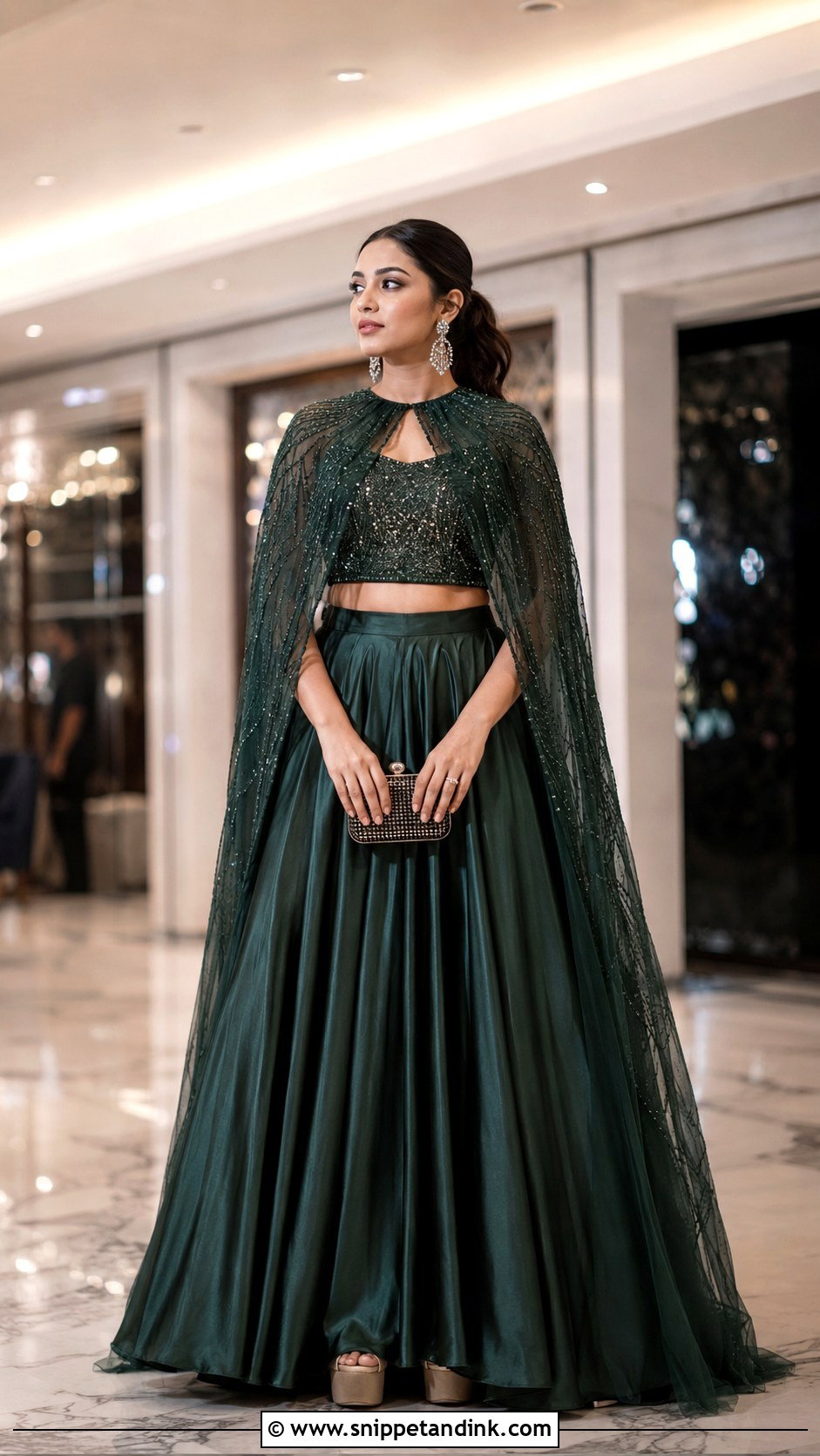 Cape Lehenga for Reception - Snippet and Ink - 20 Indian Wedding Dress for Sisters Wedding Ideas