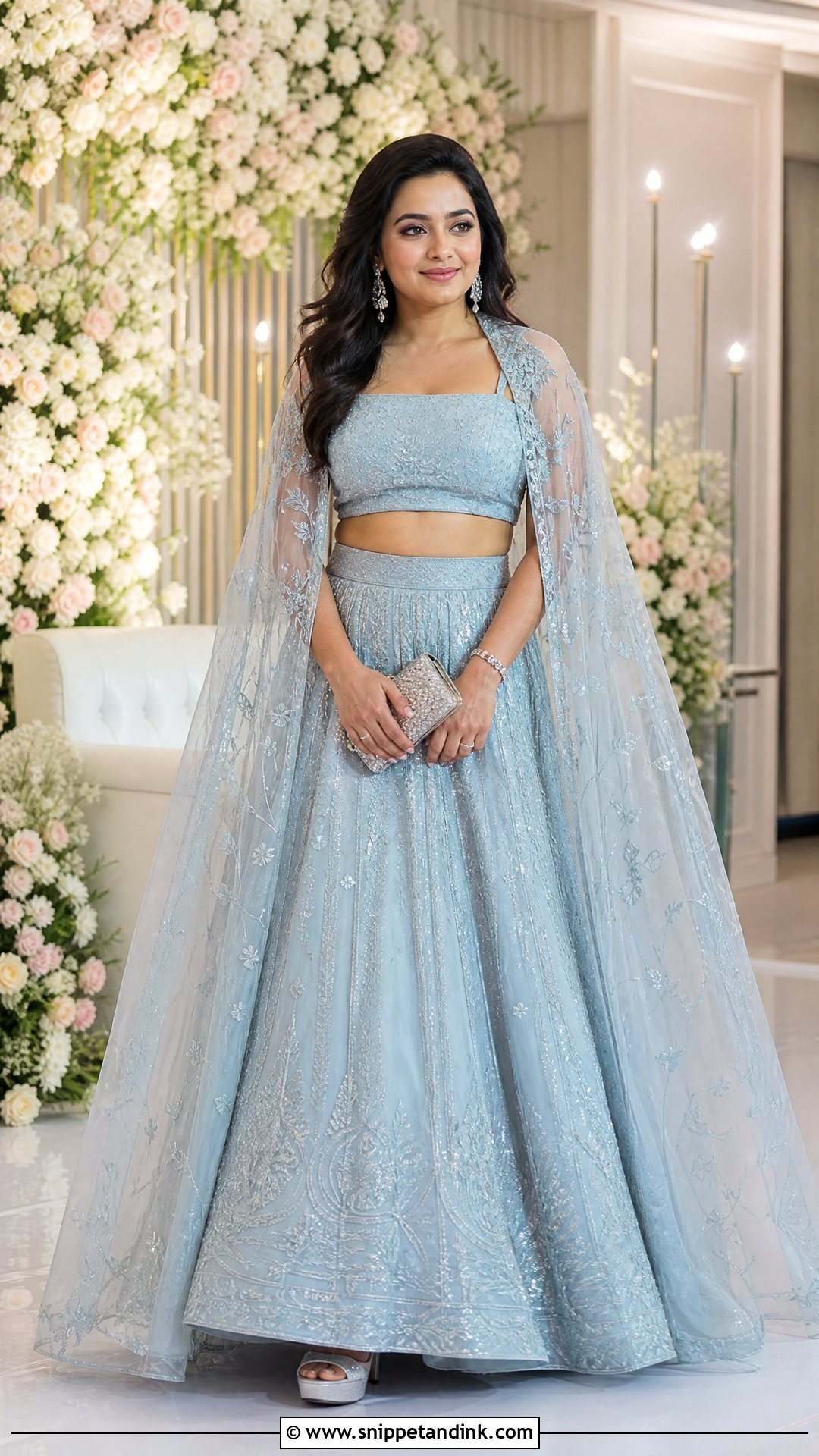 Cape Lehenga for Ring Ceremony - Snippet and Ink - 20 Ring Ceremony Outfit for Sister Ideas