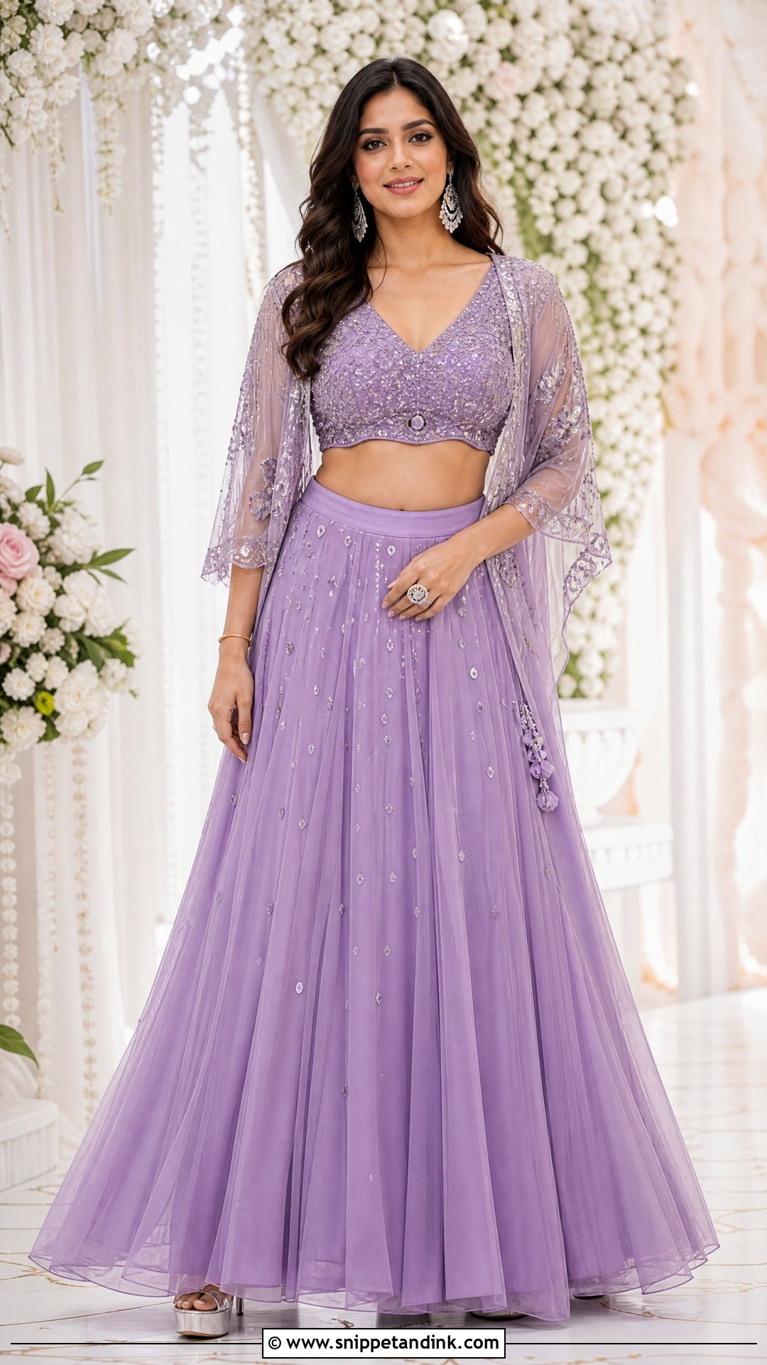 Cape Lehenga for Sangeet - Snippet and Ink - 20 Sangeet Dress Ideas for Sisters
