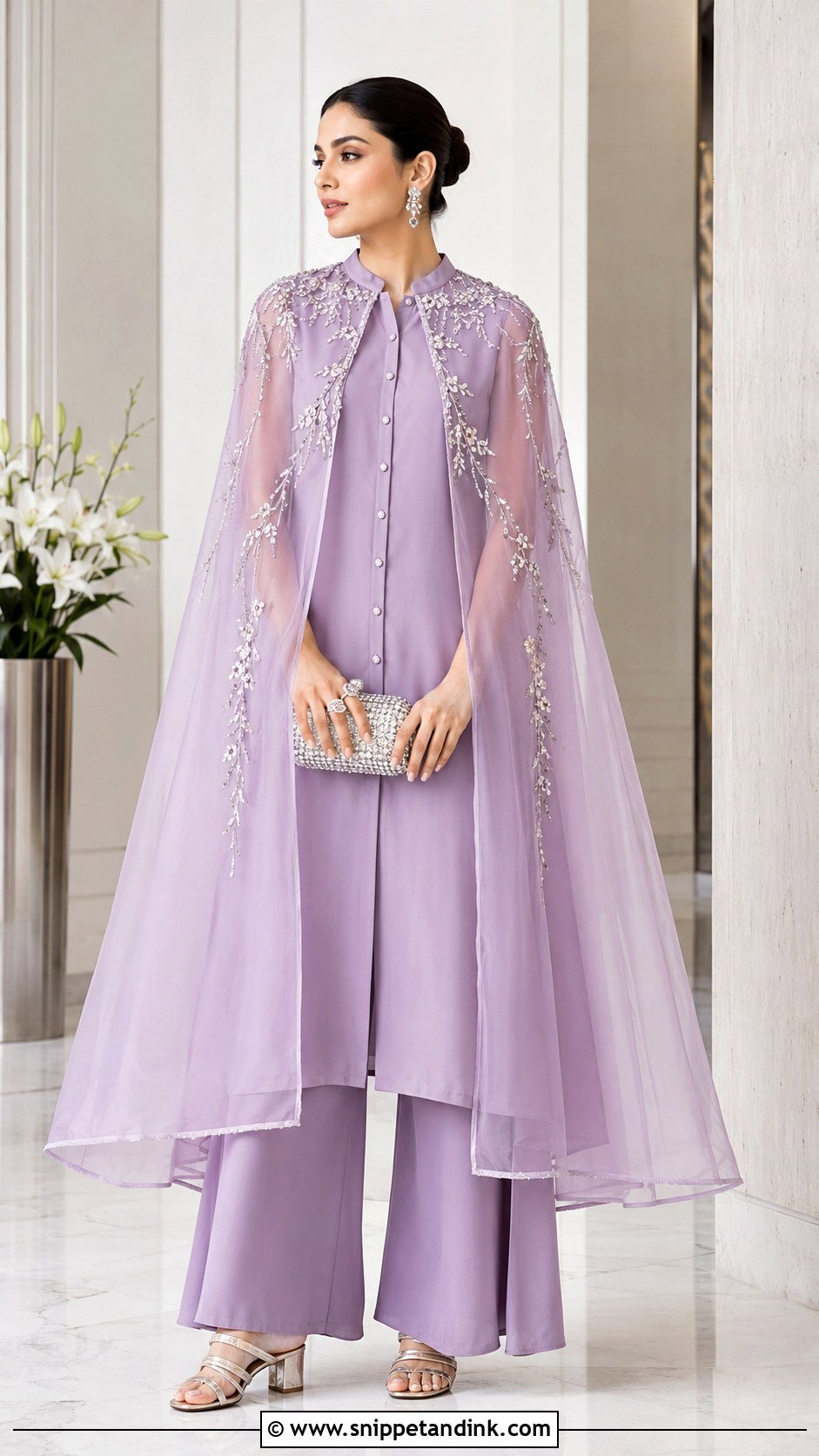 Cape Long Shirt With Palazzo Pants - Snippet and Ink - 20 Long Shirts for Wedding Ideas