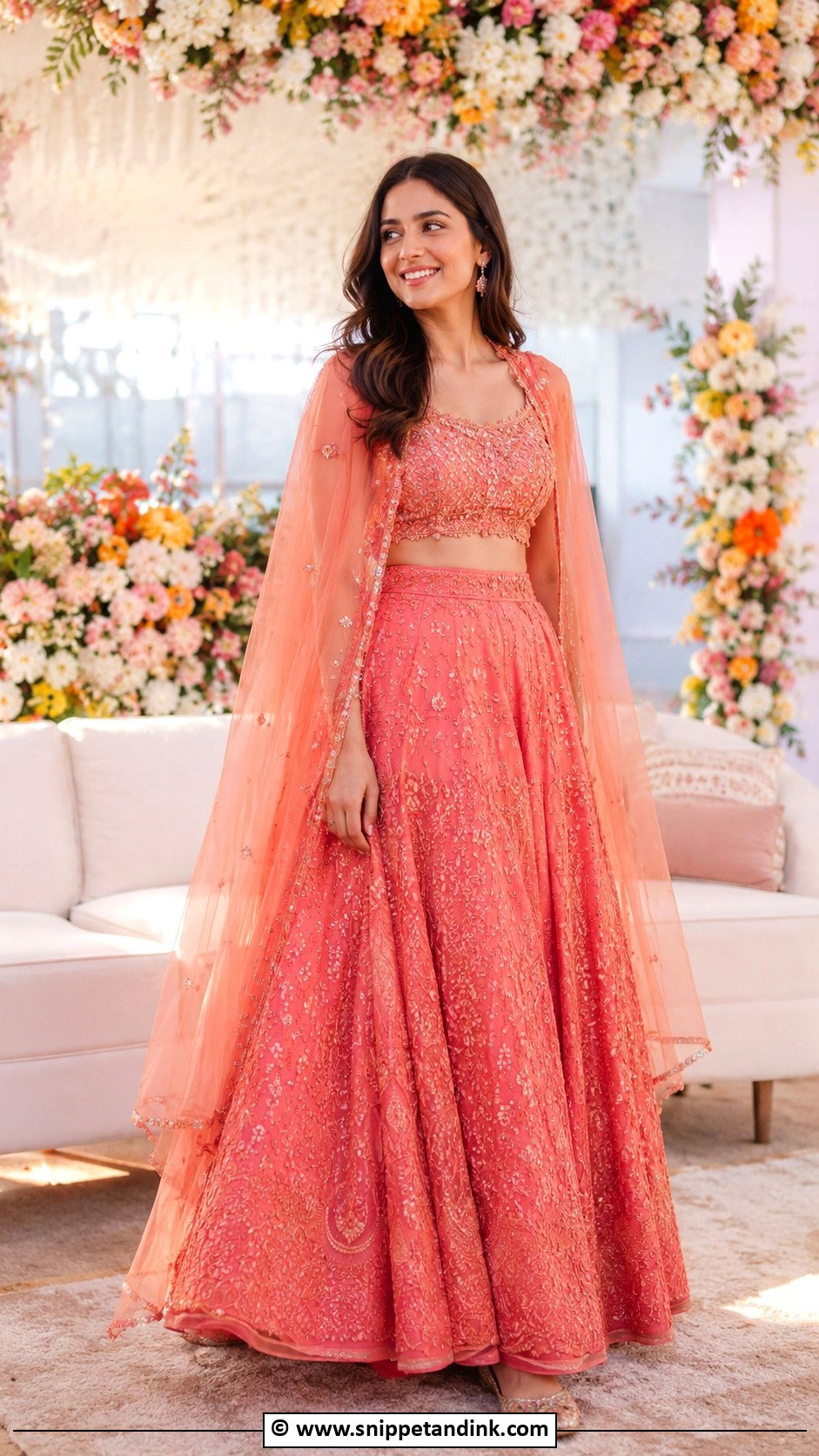 Cape Mehandi Lehenga - Snippet and Ink - 30 Mehandi Dress Ideas