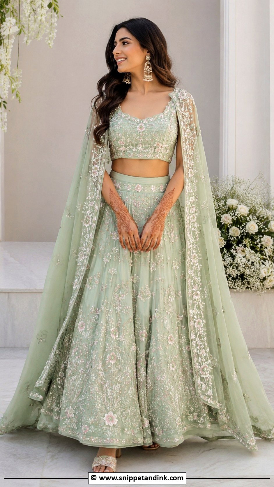 Cape Mehendi Bridal Outfit - Snippet and Ink - 30 Mehendi Bridal Outfit Ideas