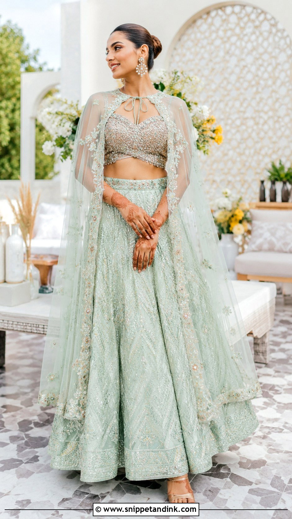 Cape Mehendi Outfit For Bride - Snippet and Ink - 30 Unique Mehendi Outfits for Bride