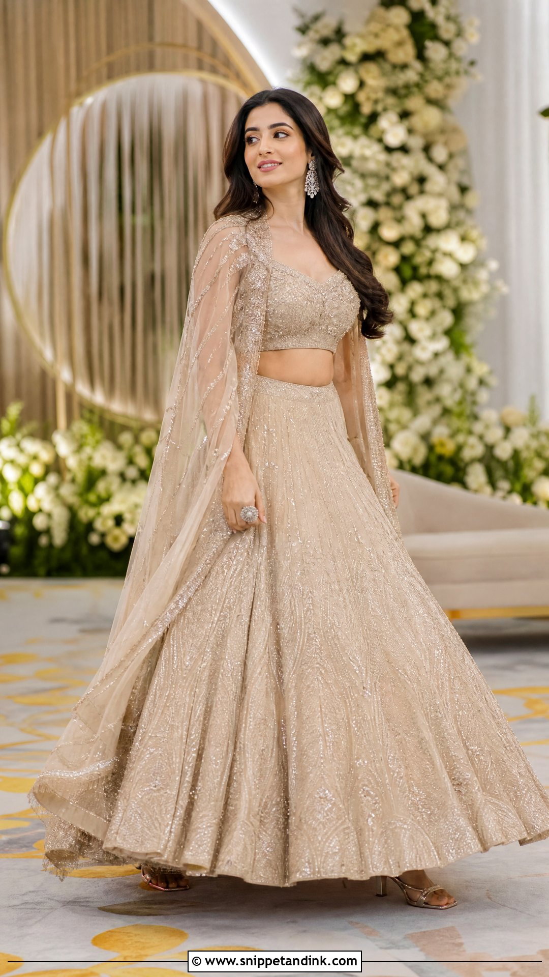 Cape Sangeet Lehenga - Snippet and Ink - 20 Sangeet Outfit Ideas for Bride
