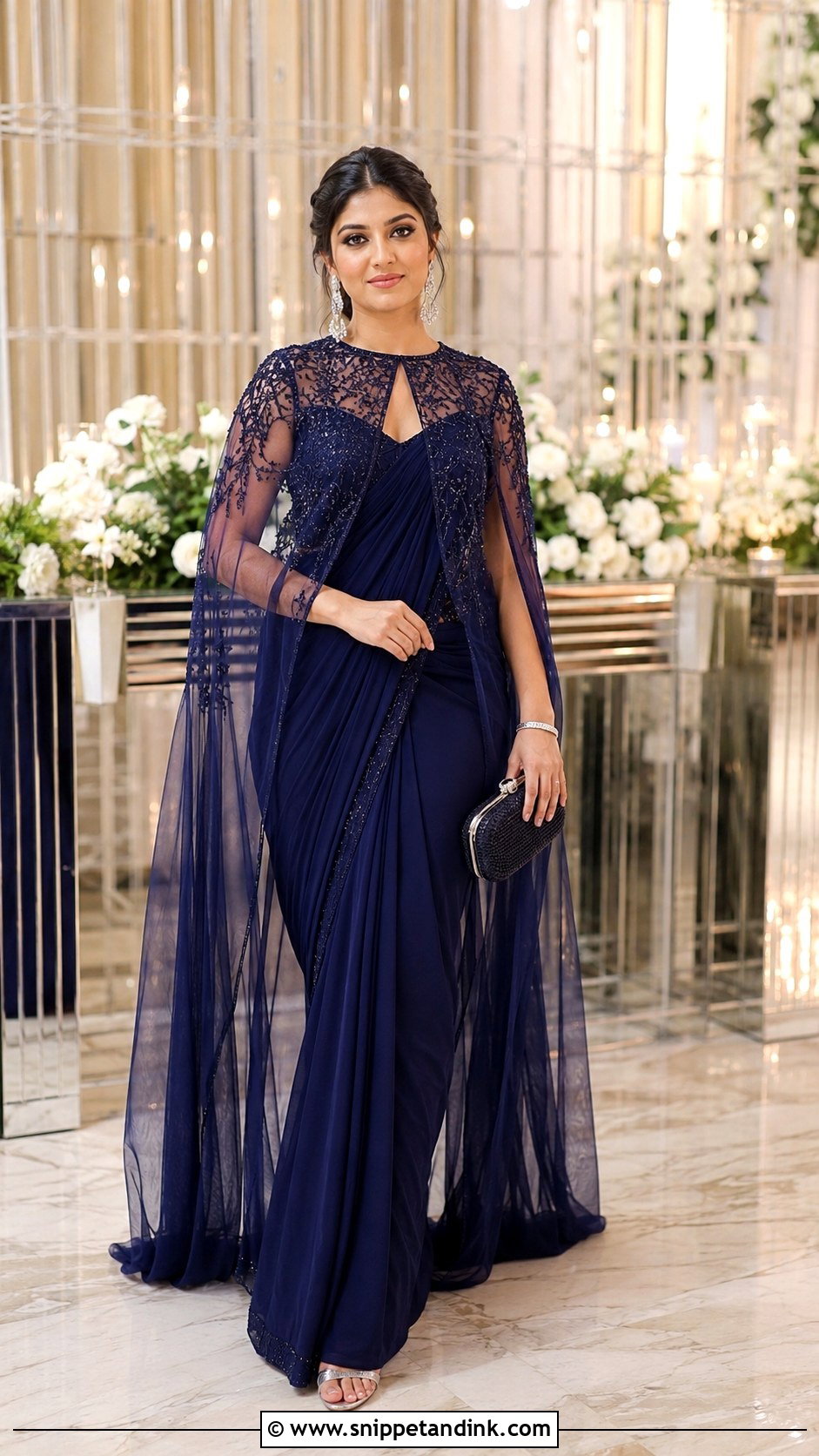 Cape Saree For Reception - Snippet and Ink - 25 Indian Outfit for Brothers Wedding Ideas