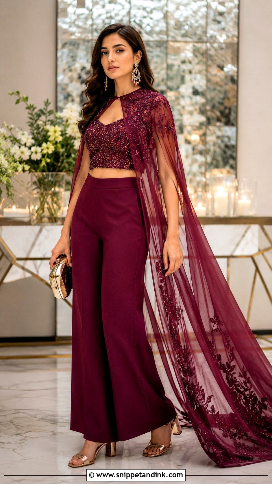 Cape Set For Indian Wedding Cocktail Event - Snippet and Ink - 20 Indian Wedding Season Outfit Ideas