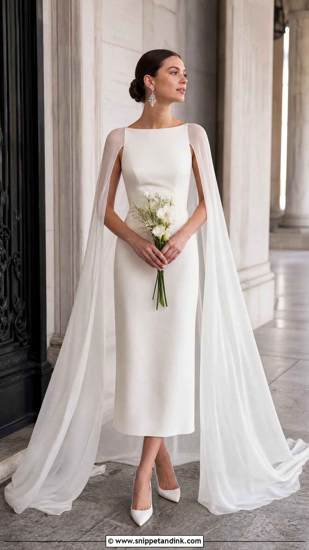 Cape Shift Wedding Dress - Snippet and Ink - 20 Shift Wedding Dress Ideas