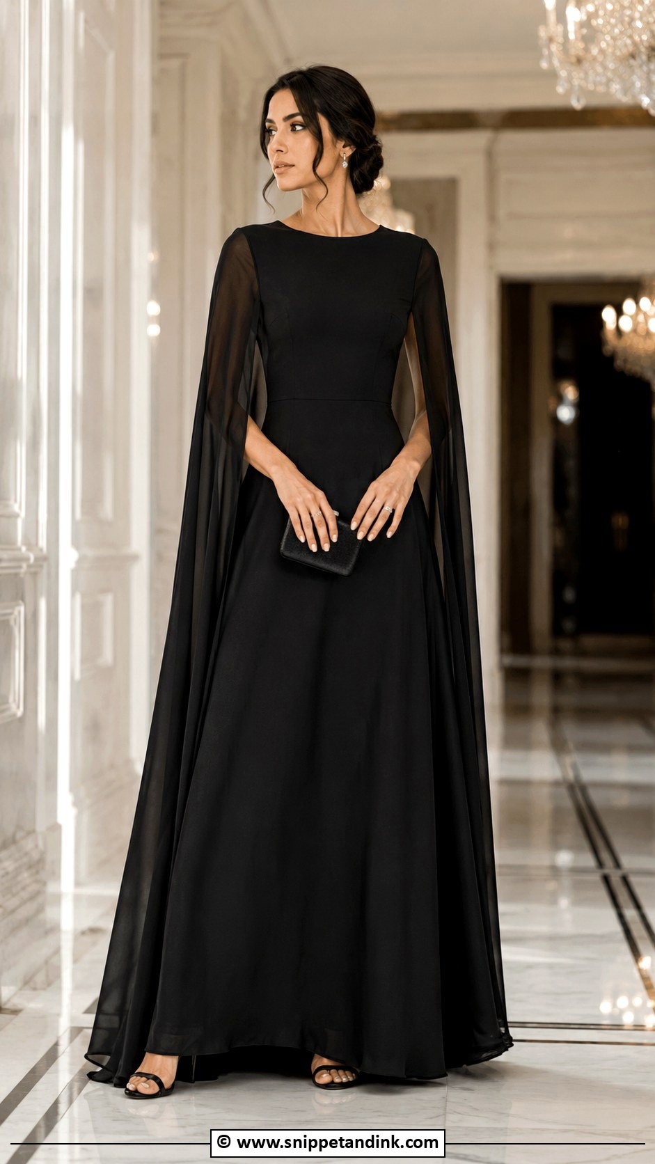 Cape Sleeve A Line Gown - Snippet and Ink - 25 A Line Gown Styles