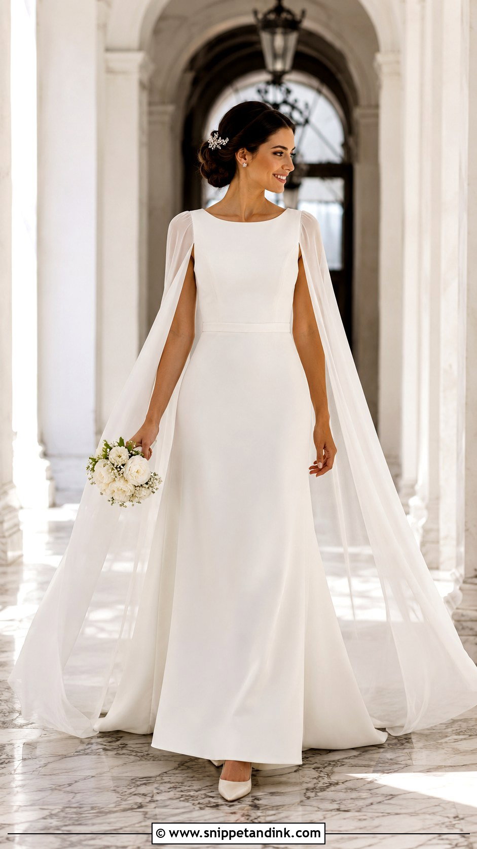 Cape Sleeve A Line Wedding Dress - Snippet and Ink - 20 Modest a Line Wedding Dress Ideas