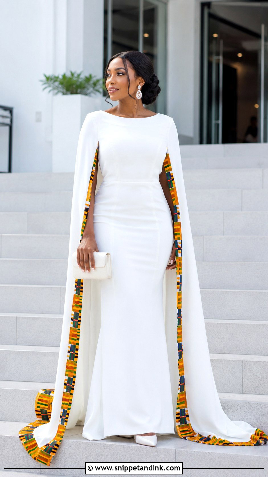 Cape Sleeve African Wedding Dress - Snippet and Ink - 20 Modern African Wedding Dresses