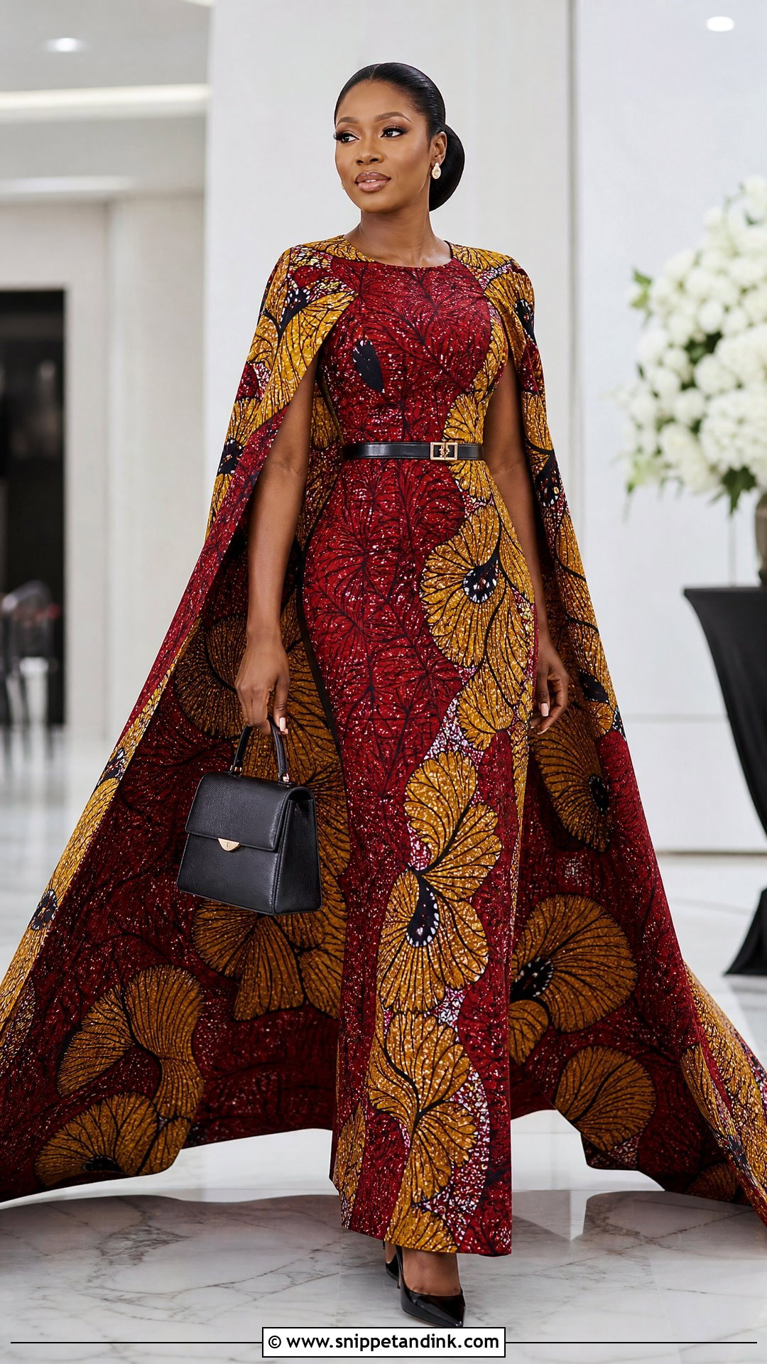 Cape Sleeve Ankara Gown - Snippet and Ink - 25 Big Ankara Gown Styles