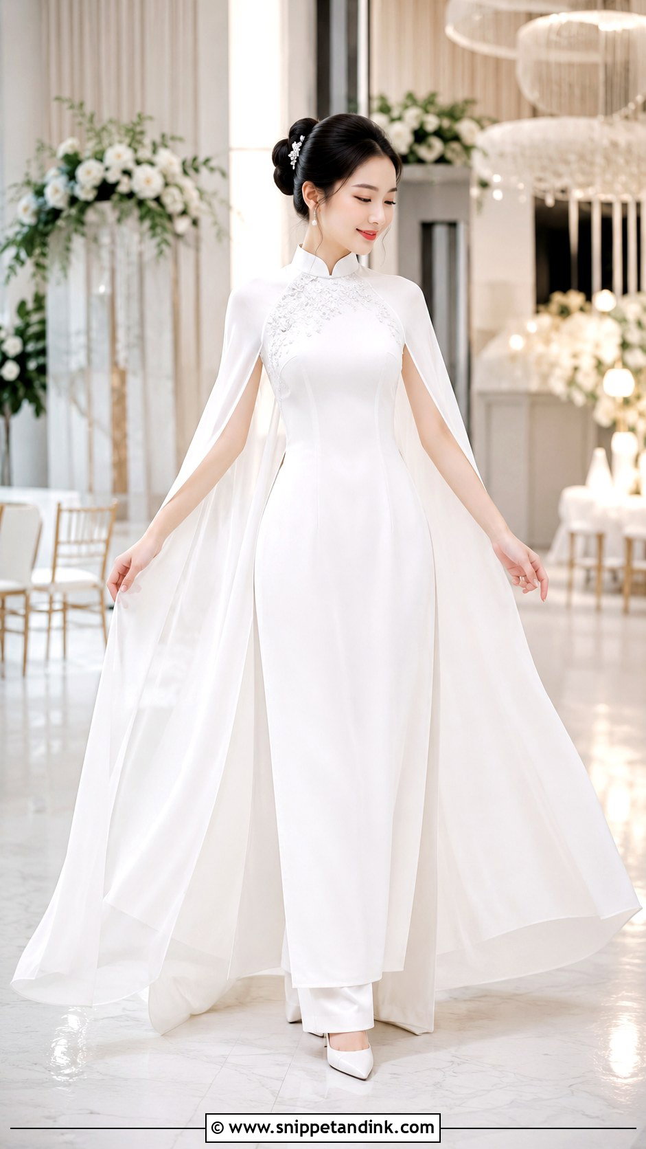 Cape Sleeve Ao Dai Wedding Dress - Snippet and Ink - 20 Ao Dai Wedding Dress Ideas