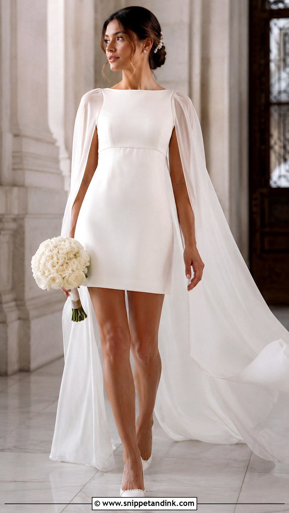 Cape Sleeve Baby Doll Wedding Dress - Snippet and Ink - 20 Baby Doll Wedding Dress Ideas