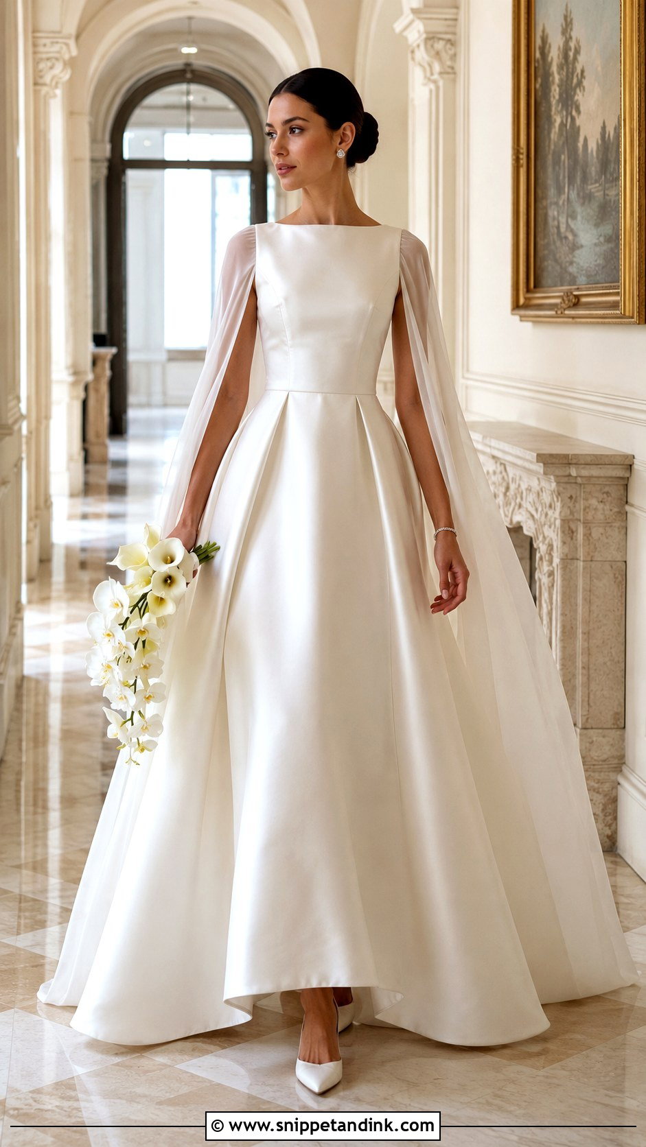 Cape Sleeve Ball Gown Wedding Dress - Snippet and Ink - 20 Elegant Ball Gown Wedding Dress Ideas