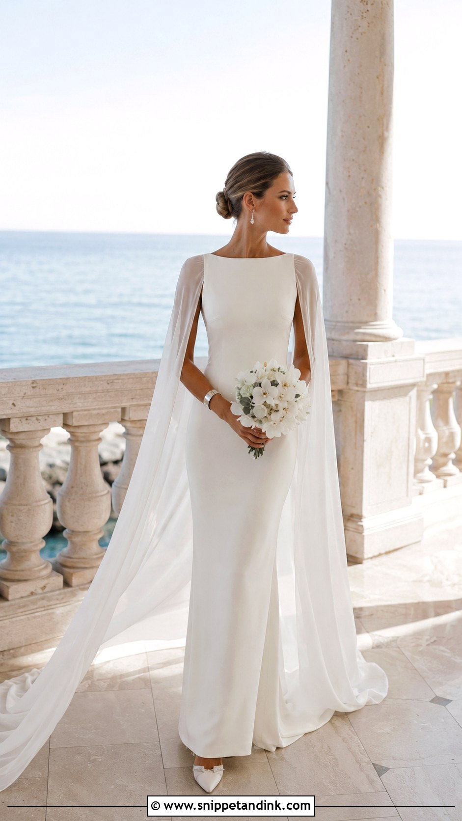 Cape Sleeve Beach Wedding Dress - Snippet and Ink - 20 Elegant Beach Wedding Dress Ideas