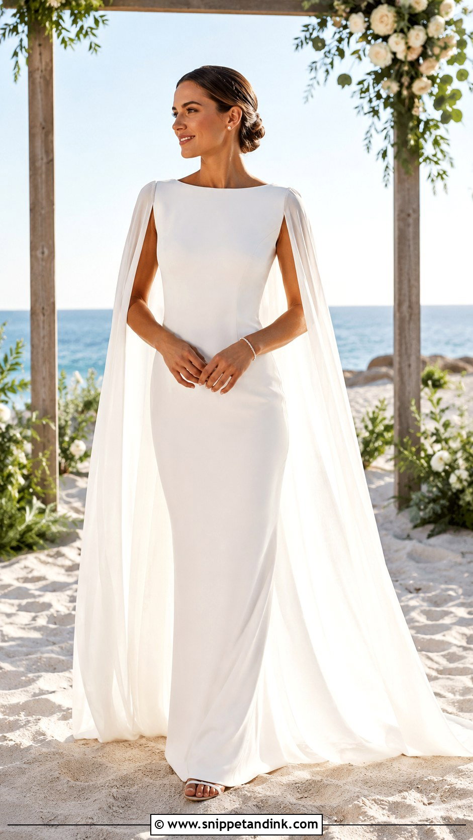 Cape Sleeve Beach Wedding Dress - Snippet and Ink - 20 Flowy Beach Wedding Dress Ideas