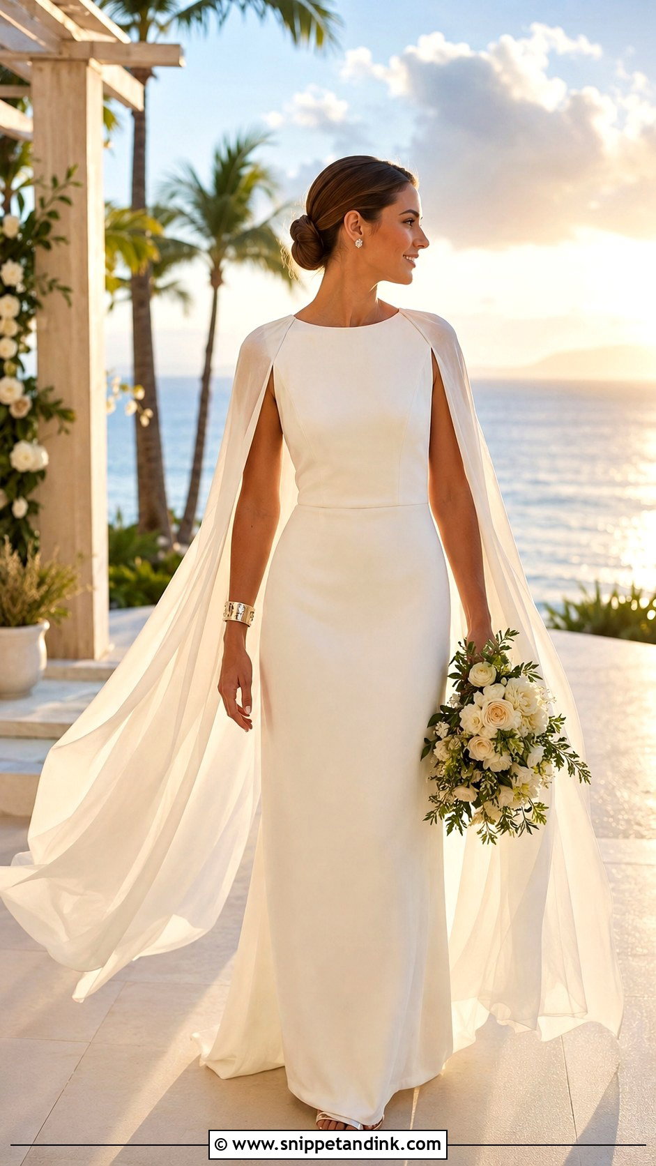 Cape Sleeve Beach Wedding Dress - Snippet and Ink - 20 Beachy Wedding Dress Beach Styles