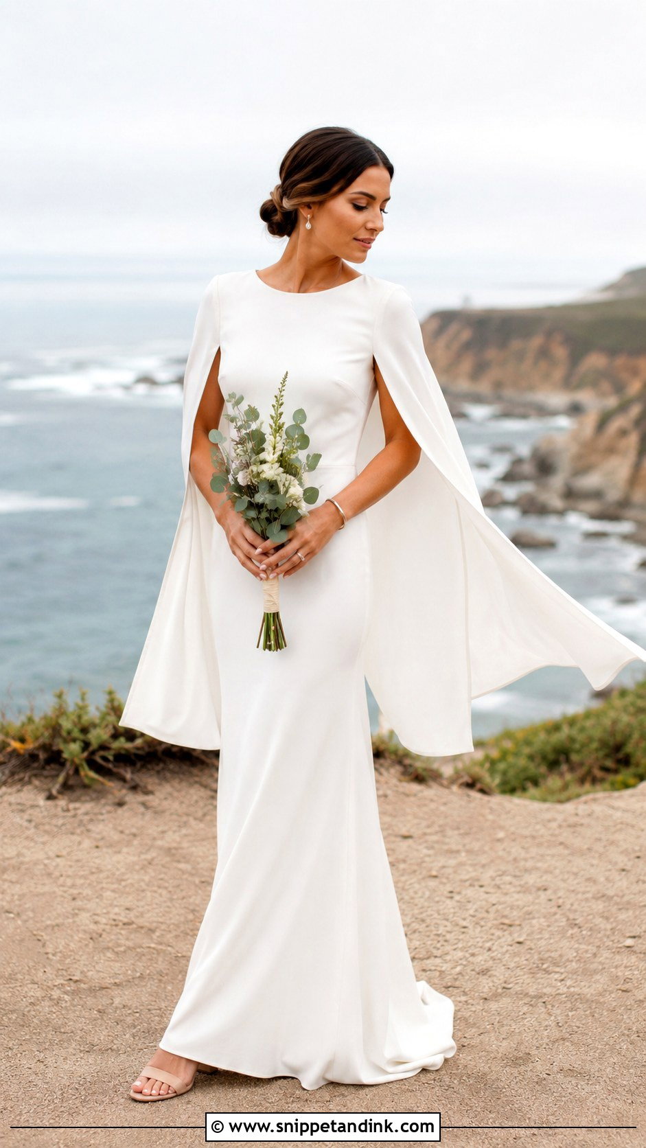 Cape Sleeve Boho Elopement Dress - Snippet and Ink - 20 Boho Elopement Dress Ideas
