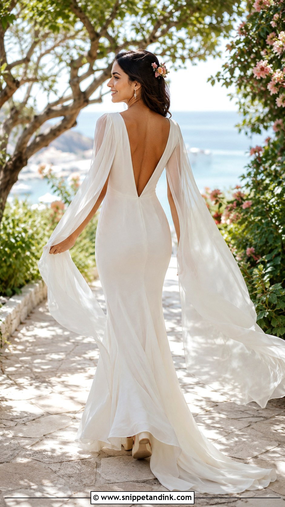 Cape Sleeve Boho Mermaid Wedding Dress - Snippet and Ink - 20 Boho Mermaid Wedding Dress Ideas