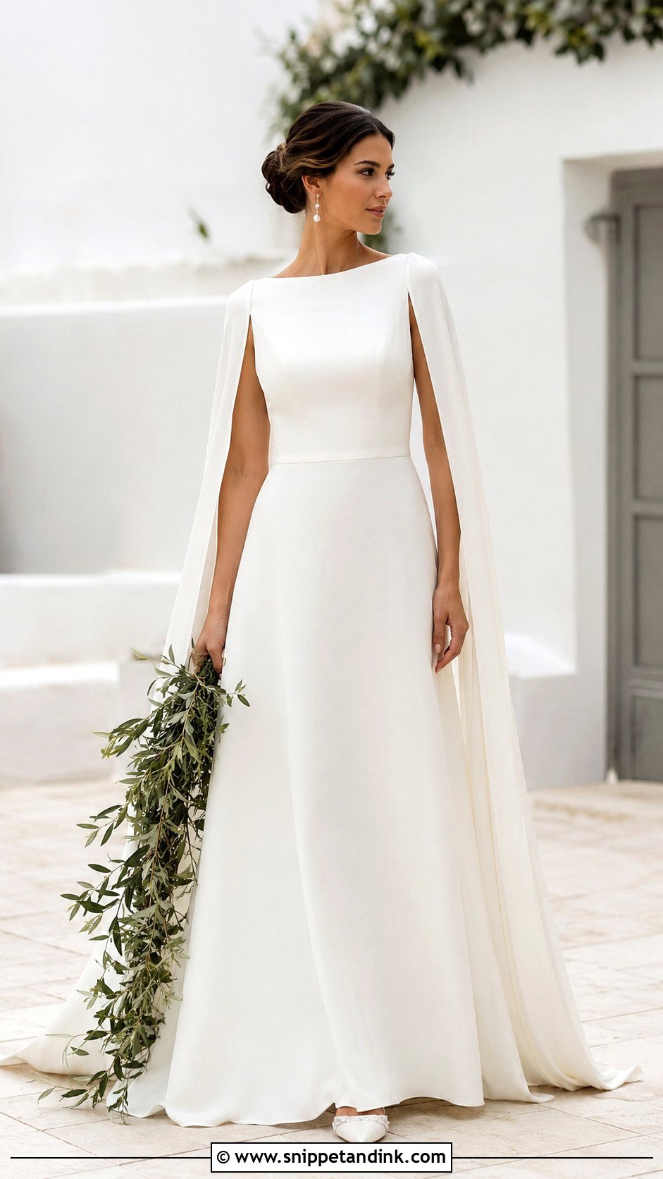 Cape Sleeve Boho Modest Wedding Dress - Snippet and Ink - 20 Boho Modest Wedding Dress Ideas