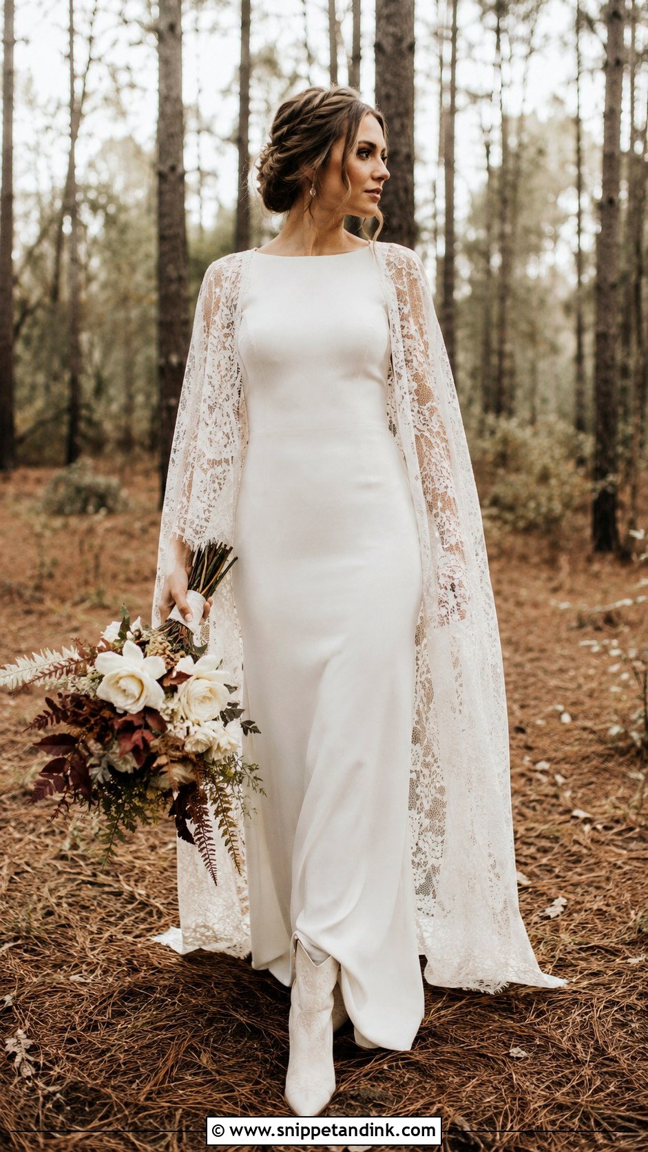 Cape Sleeve Boho Wedding Dress - Snippet and Ink - 20 Boho Fall Wedding Dress Ideas