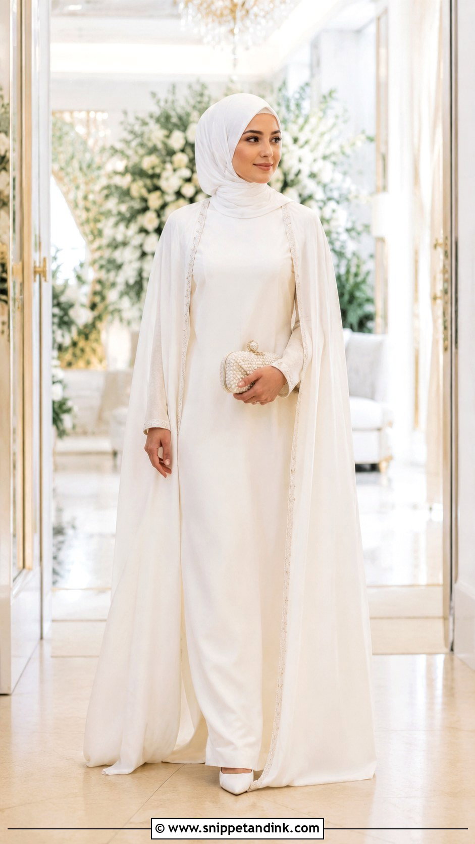 Cape Sleeve Bridal Abaya Dress - Snippet and Ink - 25 Abaya Wedding Dress Ideas
