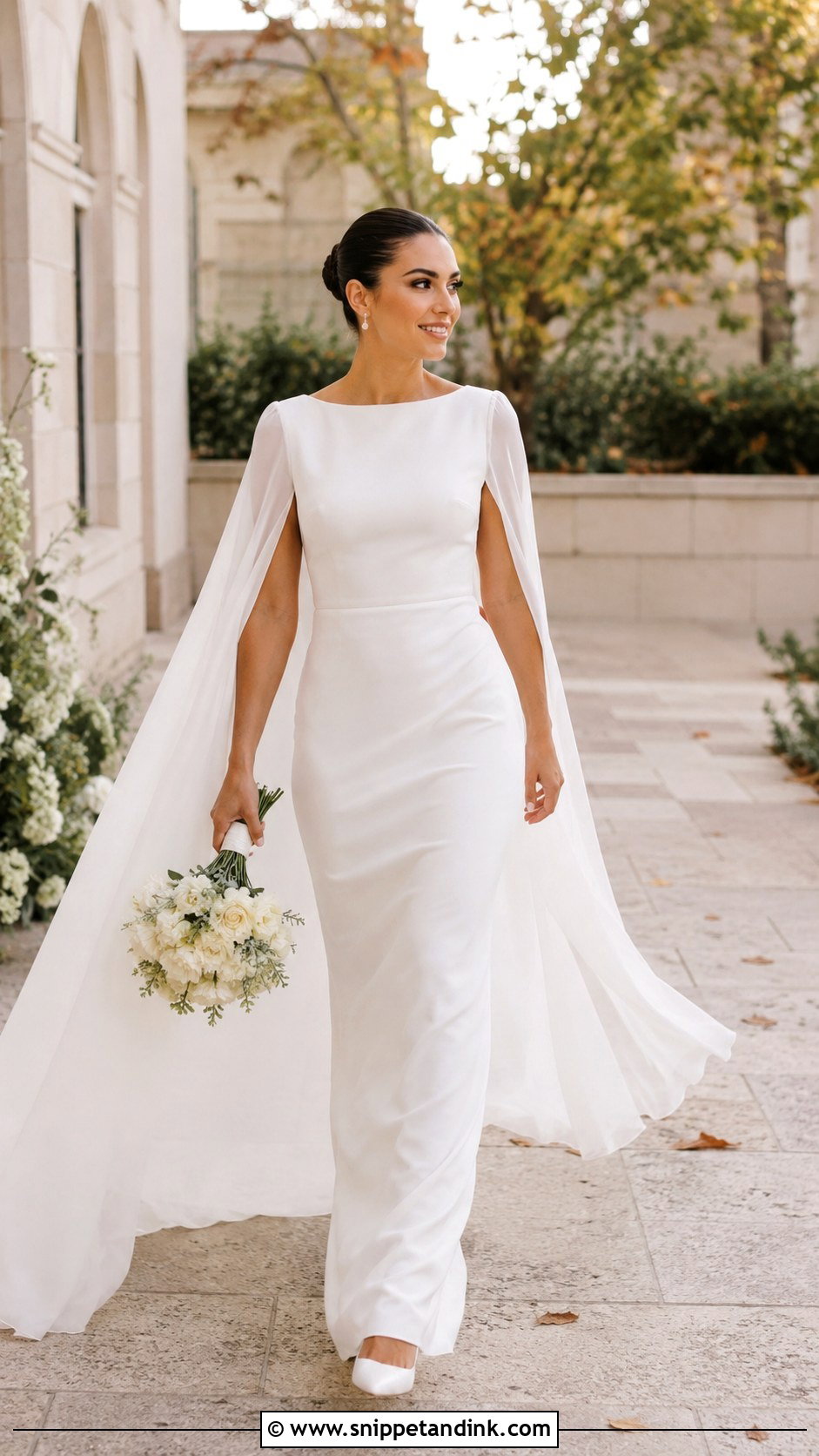 Cape Sleeve Bridal Dress - Snippet and Ink - 20 Chic Bridal Dress Ideas