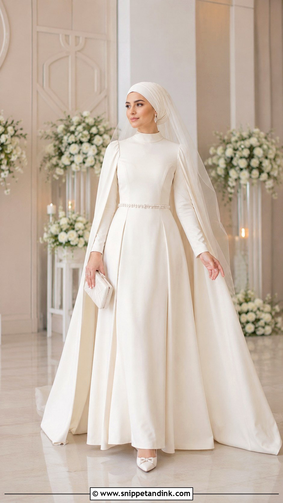 Cape Sleeve Bridal Gown Nikah Dress - Snippet and Ink - 20 Nikah Dress for Bride Ideas