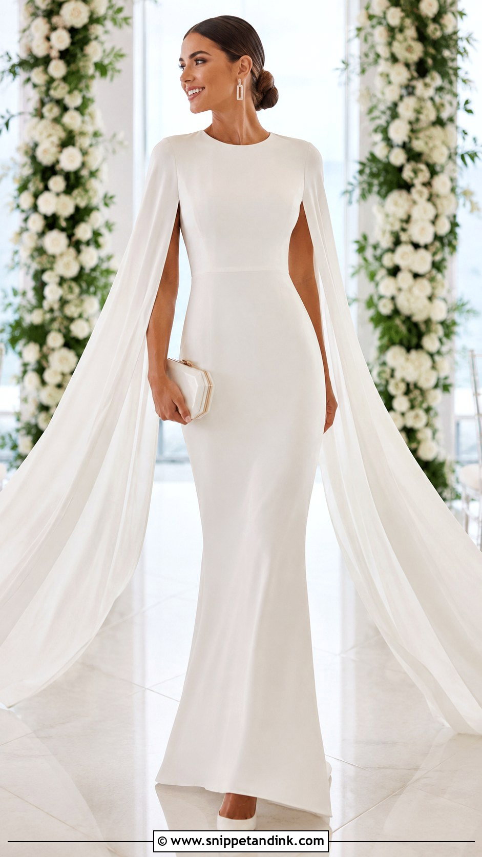 Cape Sleeve Bridal Maxi Dress - Snippet and Ink - 20 Bridal Maxi Dress Ideas