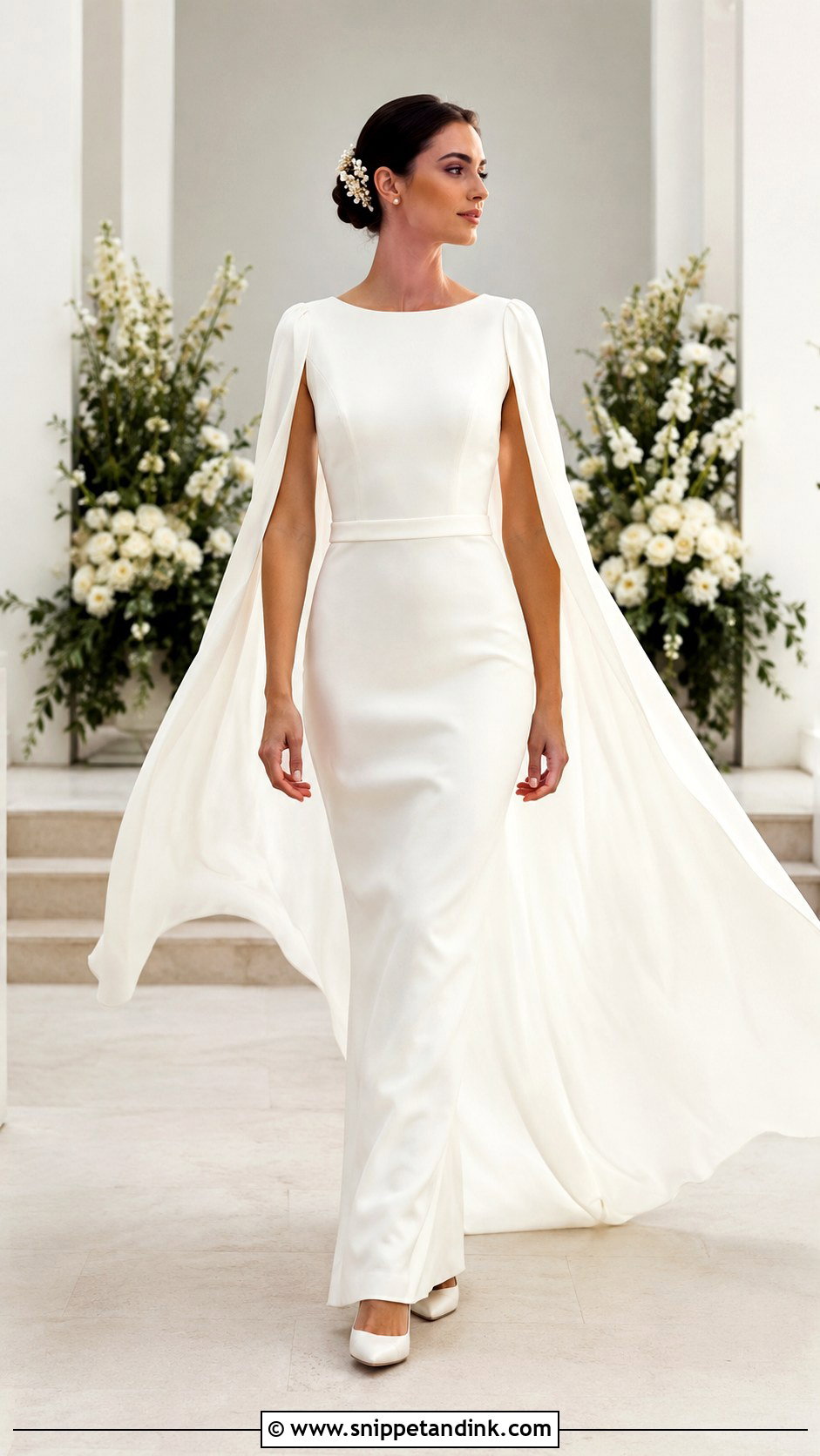 Cape Sleeve Bridal Top With Column Skirt - Snippet and Ink - 20 Bridal Separates Tops Ideas