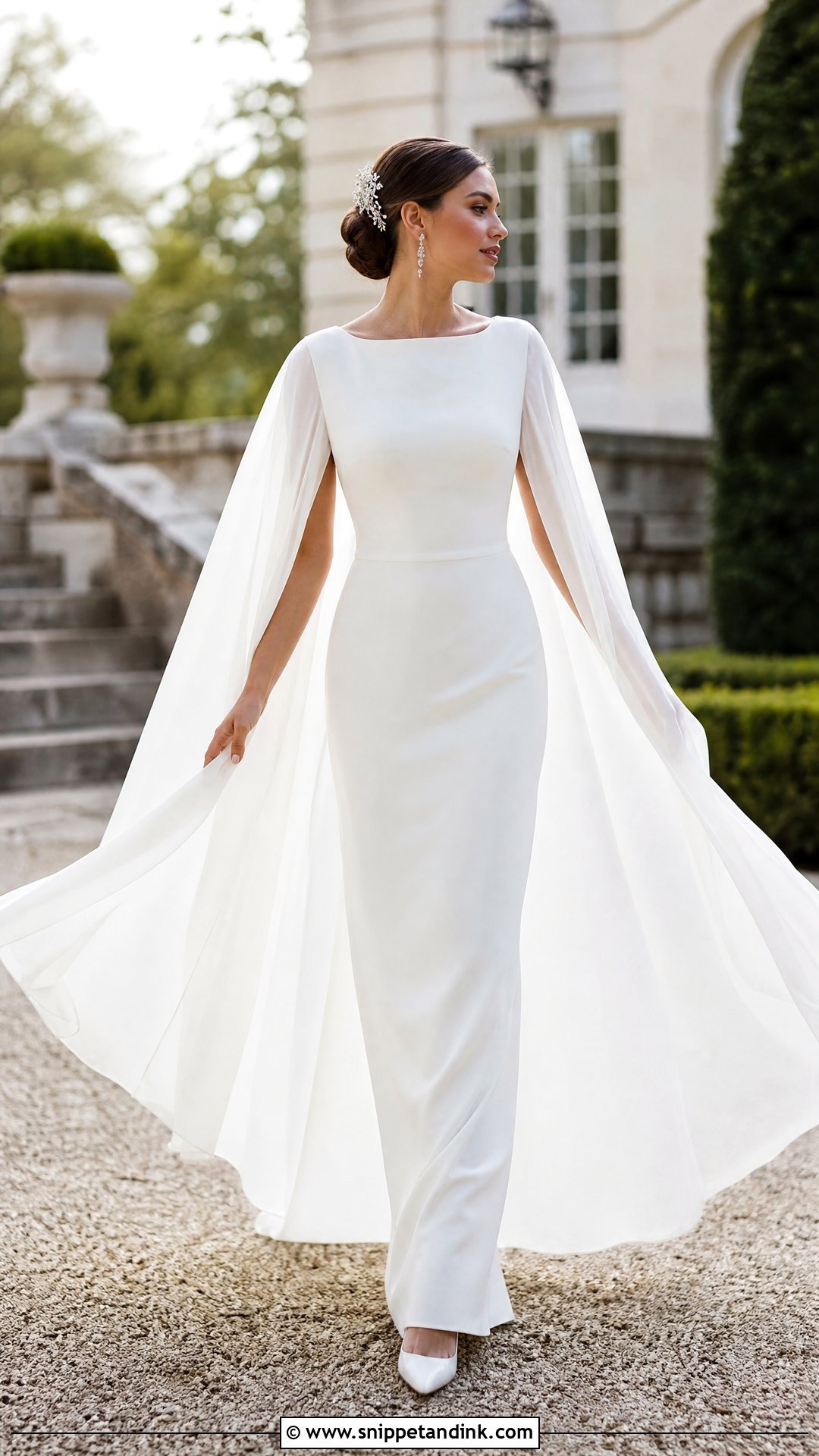 Cape Sleeve Bride Dress - Snippet and Ink - 20 Romantic Bride Dress Ideas