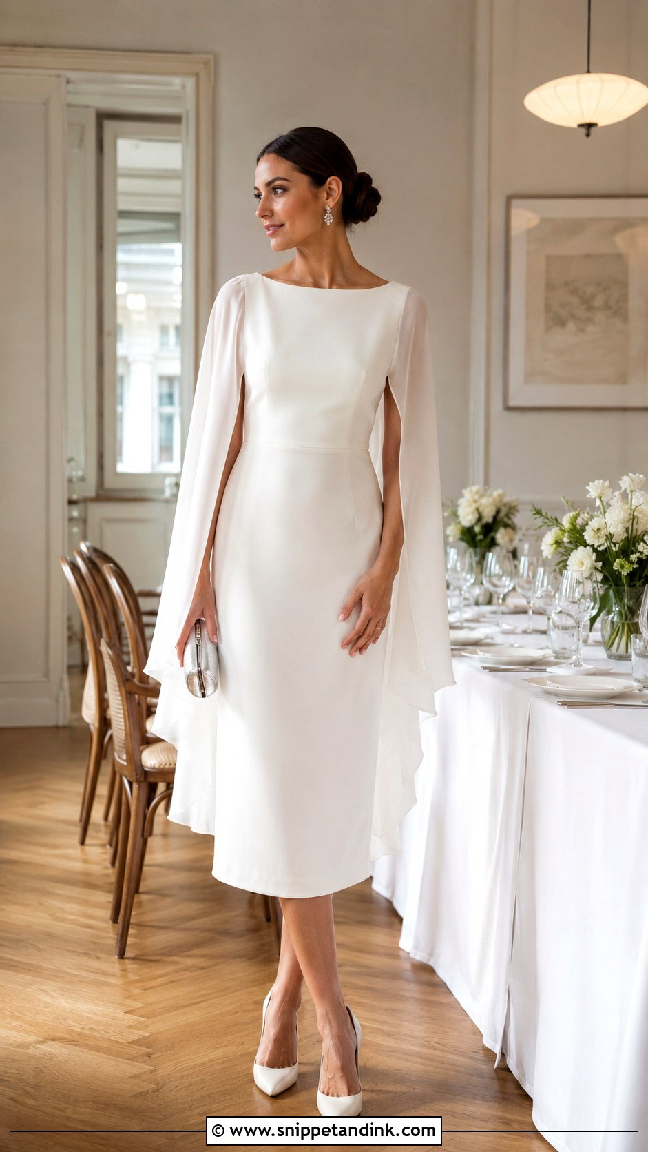 Cape Sleeve Brunch Wedding Dress - Snippet and Ink - 20 Brunch Wedding Dress Ideas