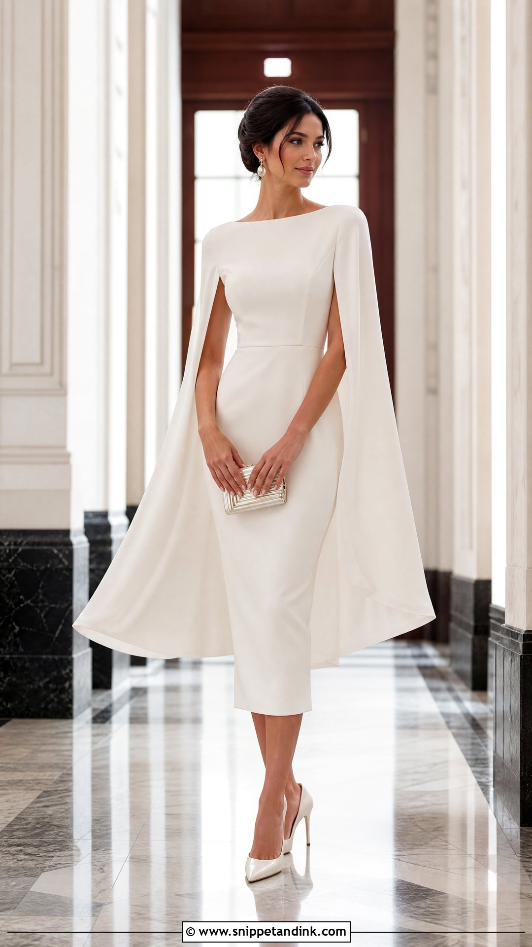 Cape Sleeve Civil Ceremony Wedding Dress - Snippet and Ink - 25 Civil Ceremony Wedding Dress Ideas