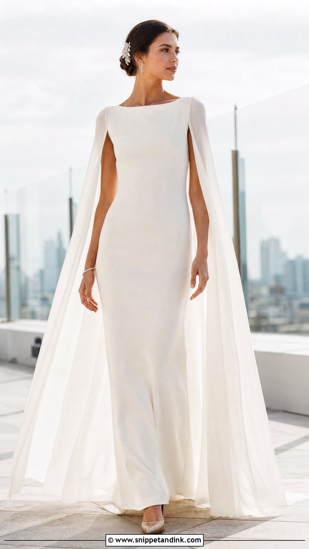 Cape Sleeve Column Wedding Dress - Snippet and Ink - 20 Unique Wedding Dress Ideas