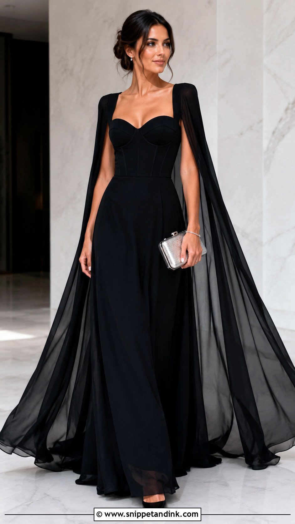 Cape Sleeve Corset Flare Gown - Snippet and Ink - 20 Corset Flare Gown Ideas