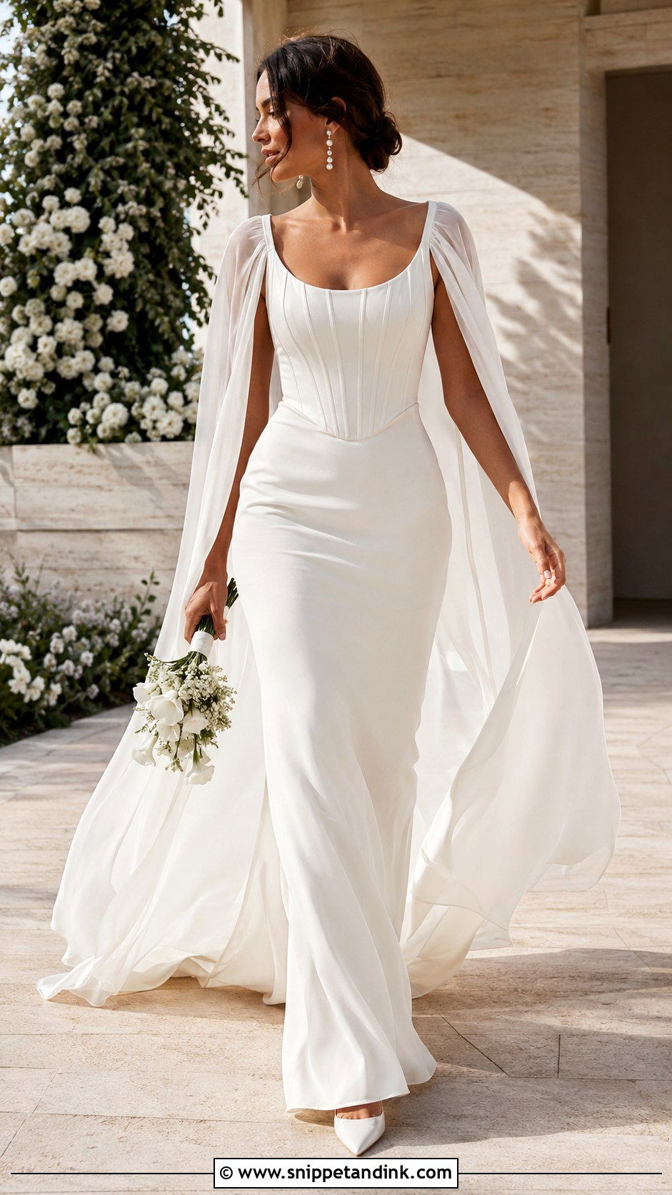 Cape Sleeve Corseted Wedding Dress - Snippet and Ink - 20 Corseted Wedding Dress Ideas