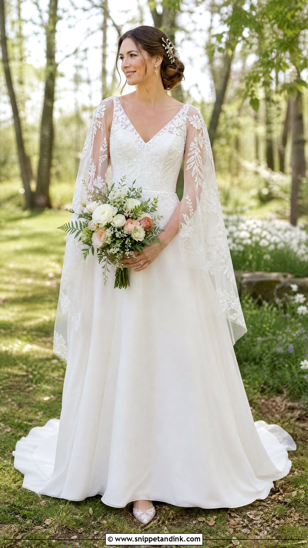 Cape Sleeve Cottage Wedding Dress - Snippet and Ink - 25 Cottage Wedding Dress Ideas