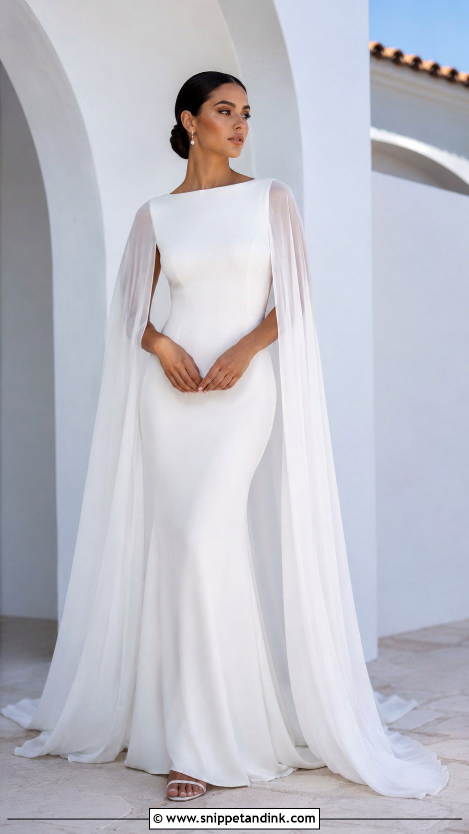 Cape Sleeve Coverup With Fitted Wedding Dress - Snippet and Ink - 25 Wedding Dress Coverup Ideas