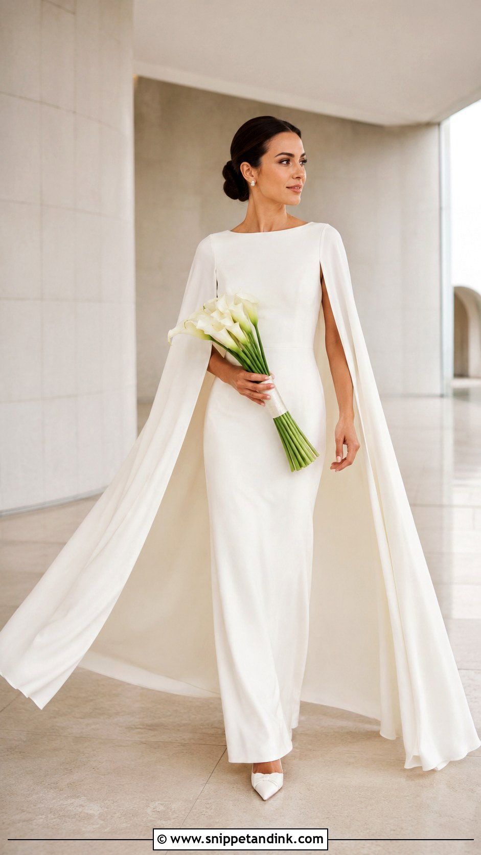 Cape Sleeve Cream Wedding Dress - Snippet and Ink - 20 Cream Wedding Dresses