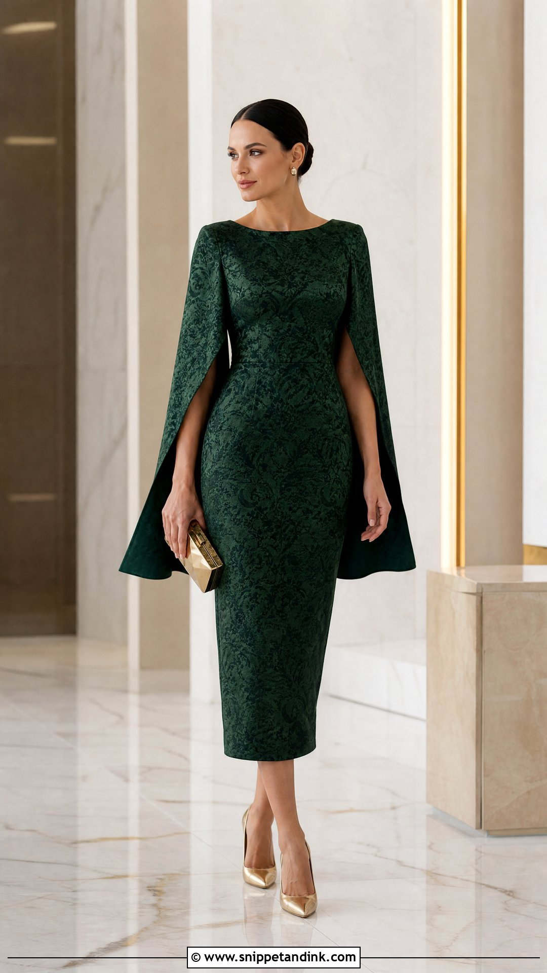 Cape Sleeve Damask Gown - Snippet and Ink - 20 Simple Damask Gown Style Ideas