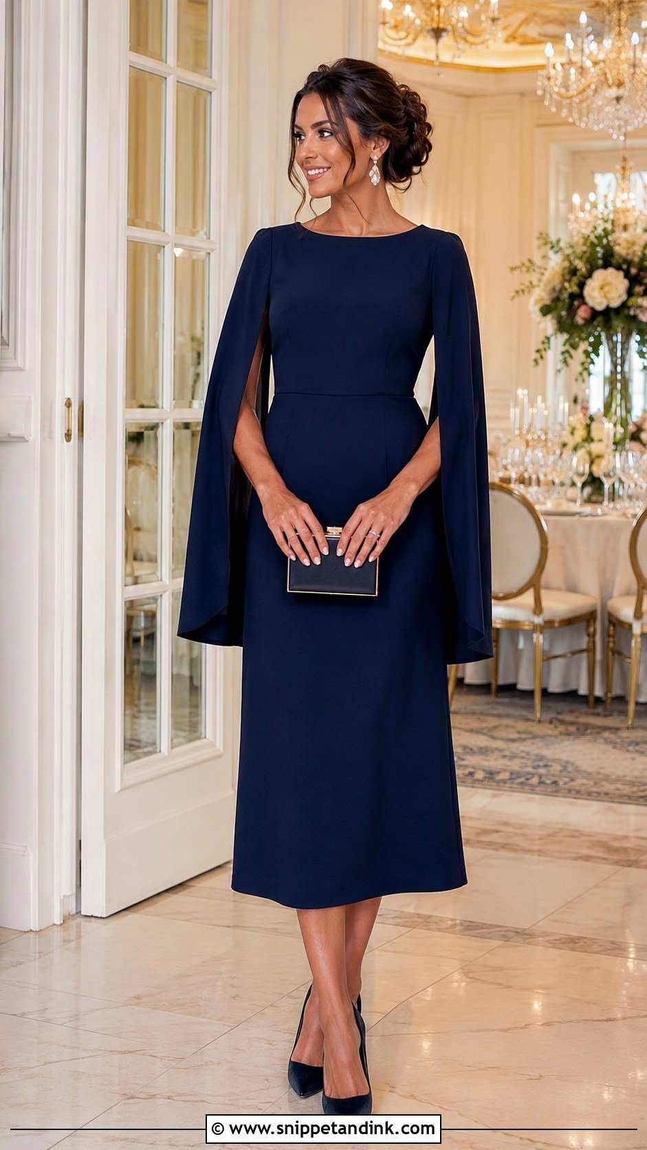 Cape Sleeve Dress Wedding Guest Outfit - Snippet and Ink - 25 Stylish Dresses for Wedding