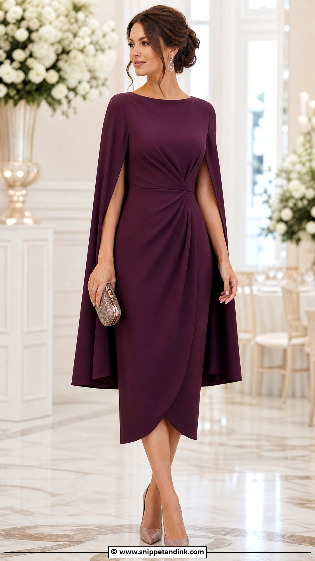 Cape Sleeve Dress Wedding Outfit - Snippet and Ink - 30 Weeding Dressing Woman Ideas