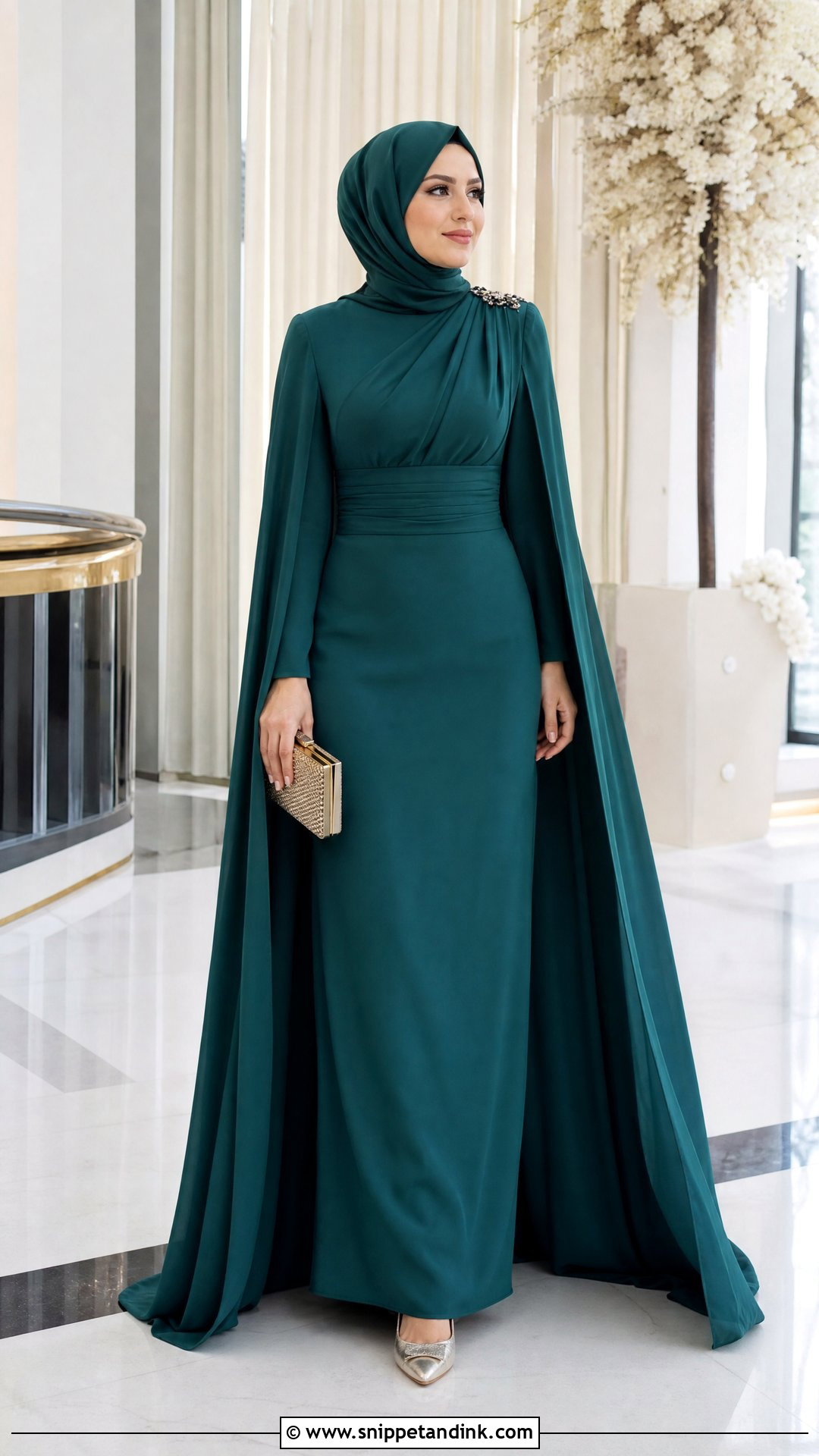 Cape Sleeve Dress With Hijab - Snippet and Ink - 25 Dresses to Wear to a Wedding Hijab
