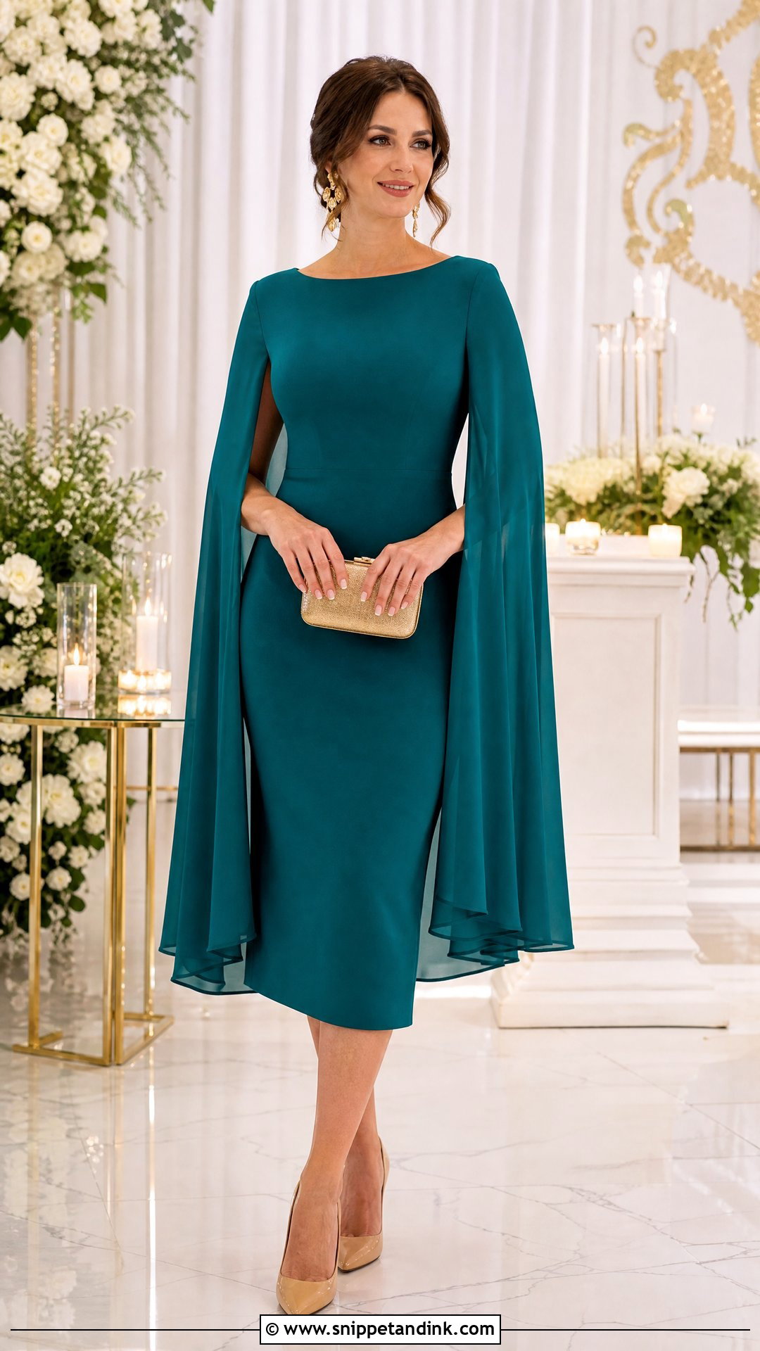 Cape Sleeve Dress for Wedding Function - Snippet and Ink - 25 Dress for Wedding Function Ideas