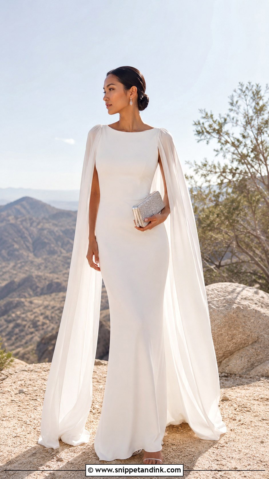 Cape Sleeve Elope Wedding Dress - Snippet and Ink - 20 Elope Wedding Dress Ideas